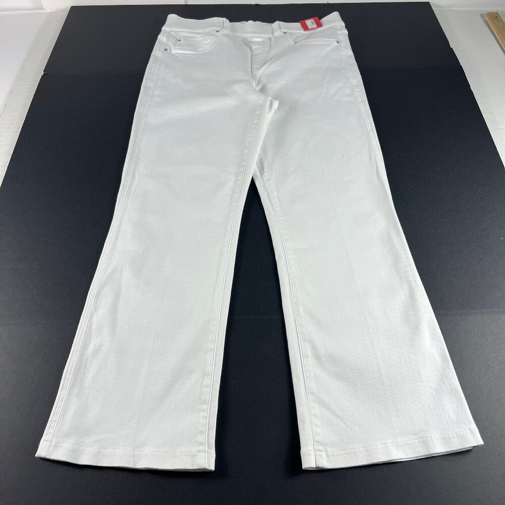 Spanx Jeans Women's Extra Large Pull On Kick Flare High Rise White Stretch Denim